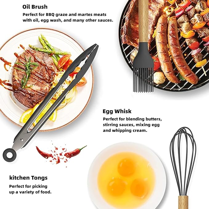 12-Piece Silicone Cooking Utensils Set