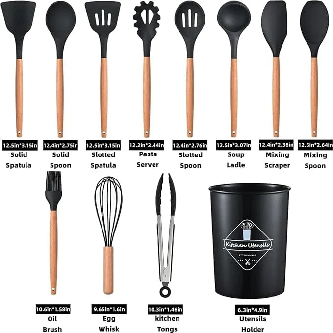 12-Piece Silicone Cooking Utensils Set